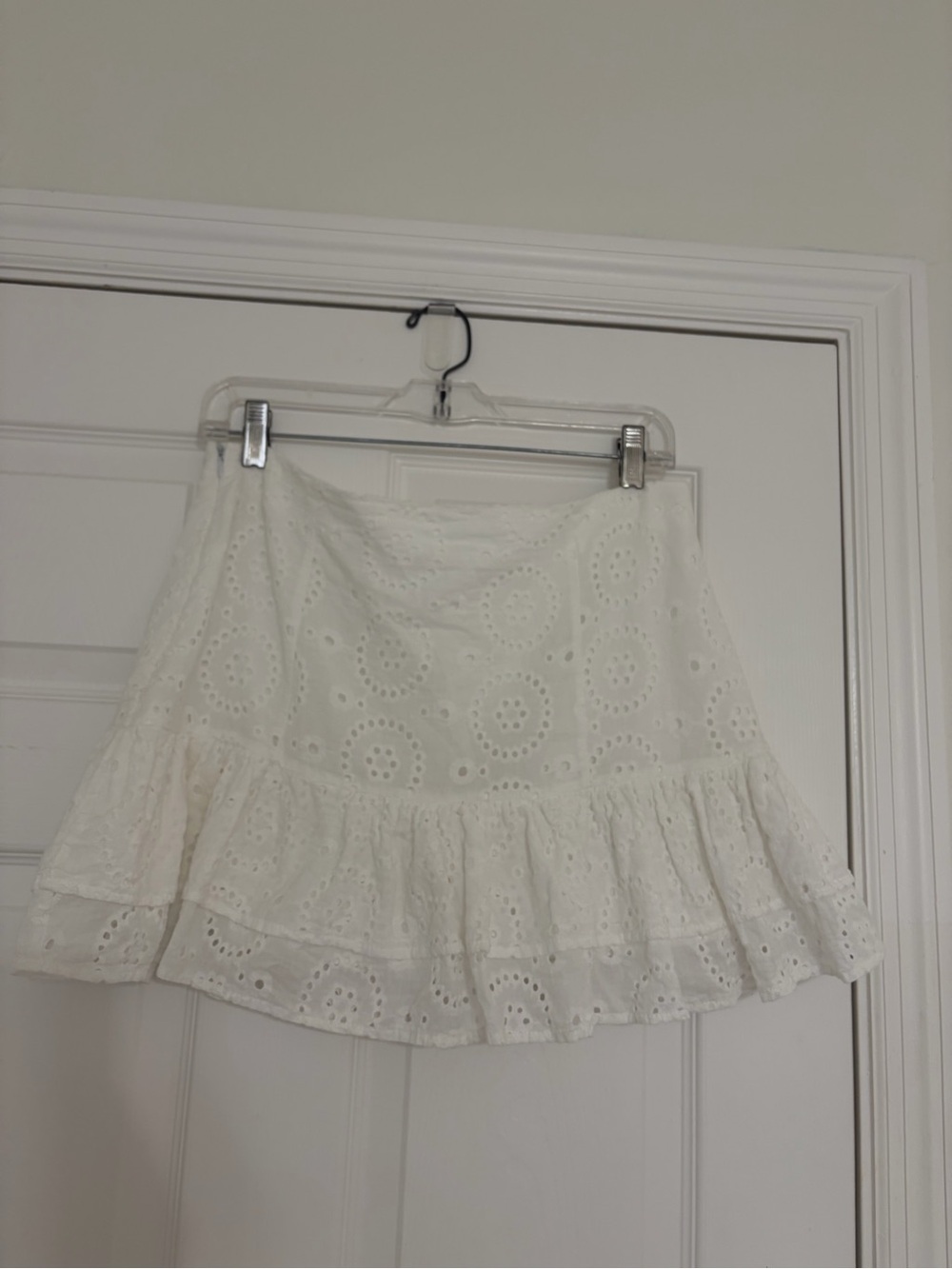 Altar'd State White Eyelet Ruffle Mini Skirt